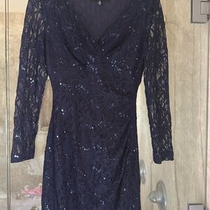 Elegant Navy Lace Dress